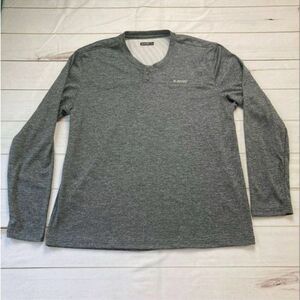 Hi-Tec Mens Gray Long Sleeve Heathered Henley Pullover Shirt Size XL